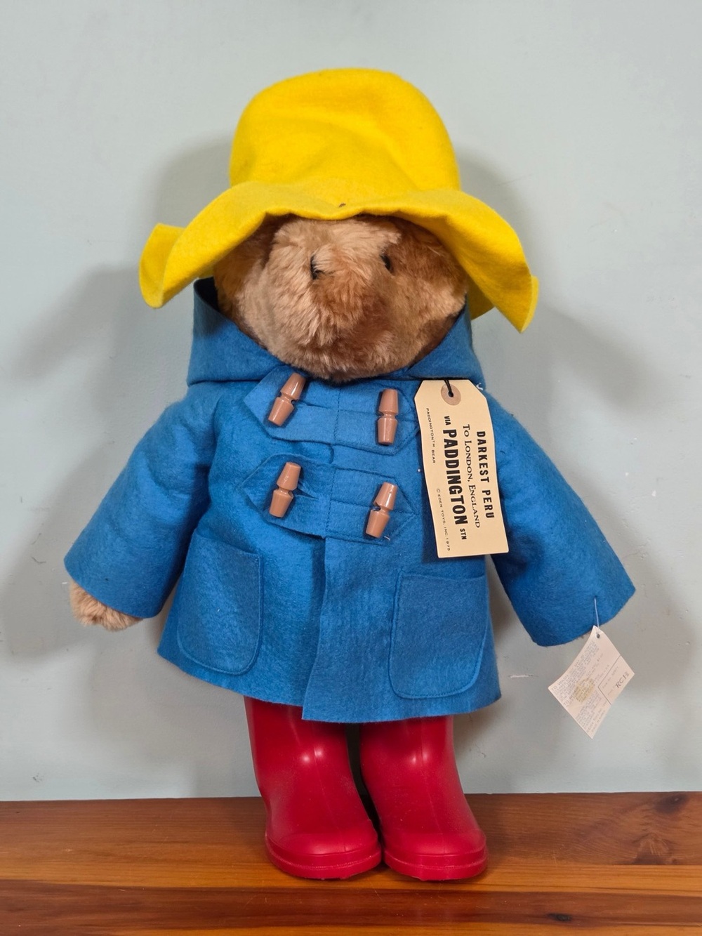 Classic Paddington Bear Plush in Blue Coat & Yellow Hat
